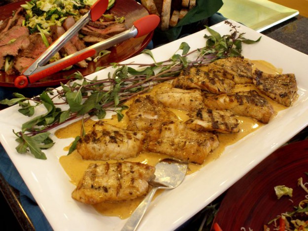 Grilled Rock Cod with Thai Red Curry Sauce