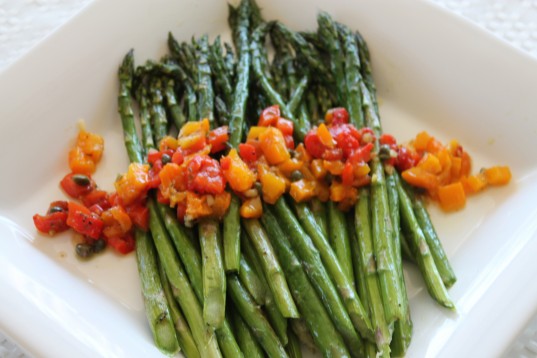 Asparagus with Roasted Pepper Salsa
