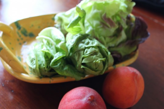 Baby Gem Lettuce and Peaches