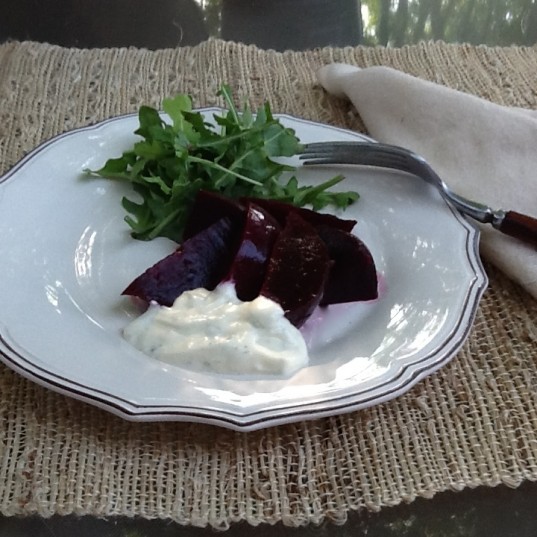 Roasted Beets with Creamy Cilantro Lime Dressing