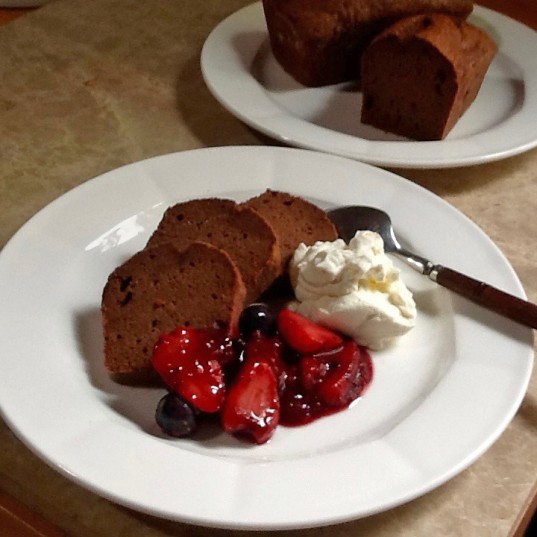 choclate Loaf Cake with BErries and Whipped Mascarpone