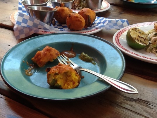 Split Pea Fritters with Okra
