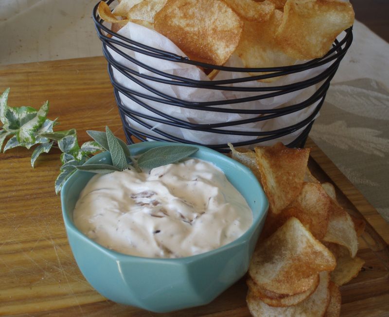 Carmelized Onion Dip and Potato Chips- Cropped