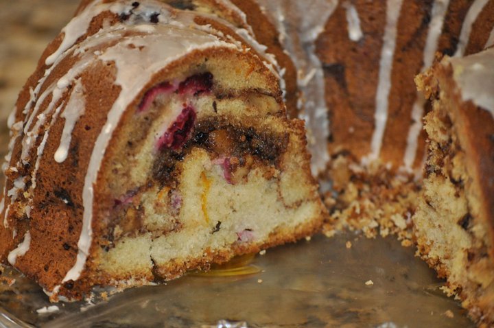 Cranberry Orange Sour Cream Coffee Cake w: Cinnamon Streusel