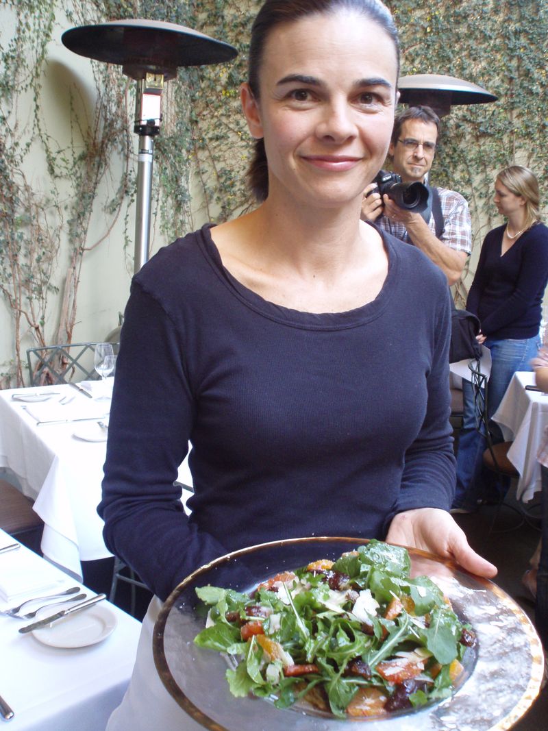 Suzanne Goin showing off her Blood Orange Salad