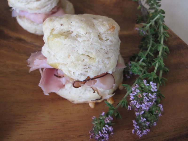 Jarlsberg and Hazelnut Biscuits with Black Forest Ham