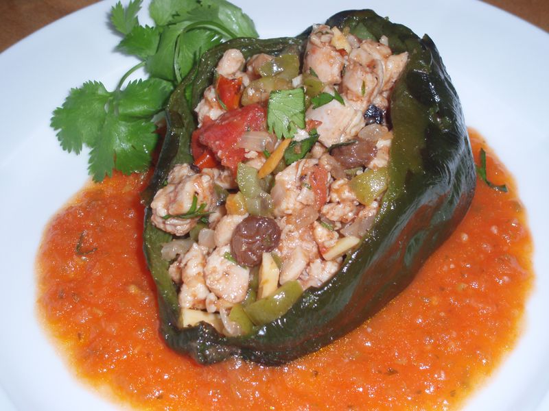 Chicken Piccadillo Chiles Rellenos