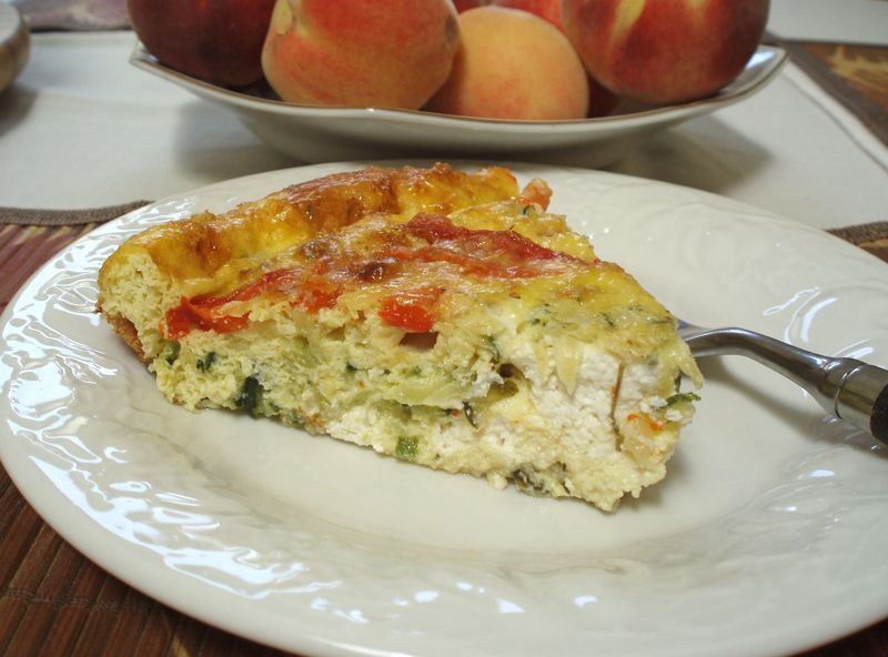 Zucchini and Roasted Pepper Frittata Slice