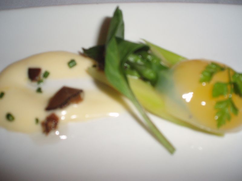 Asparagus with Poached Quail Egg and Truffle Sabayon