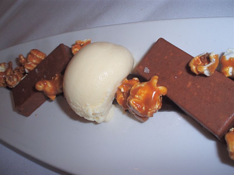 Milk ChocolatePeant Butter Croquant with Buttered Popcorn Ice Cream