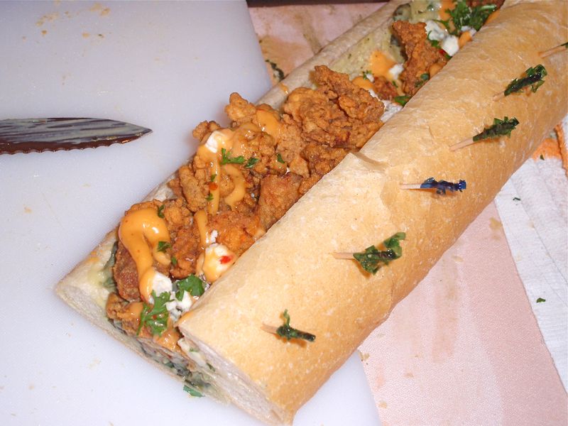 Oyster Po' Boy with Spinach and Artichoke
