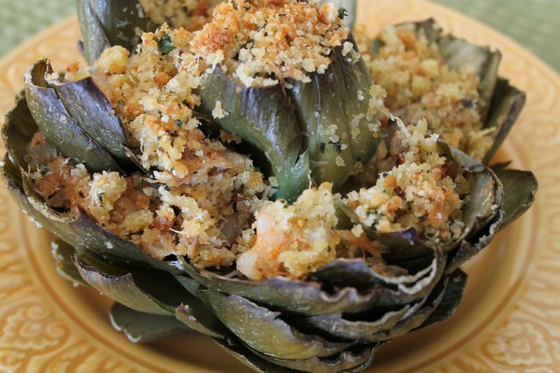 Shrimp and Crabmeat Stuffed Artichoke