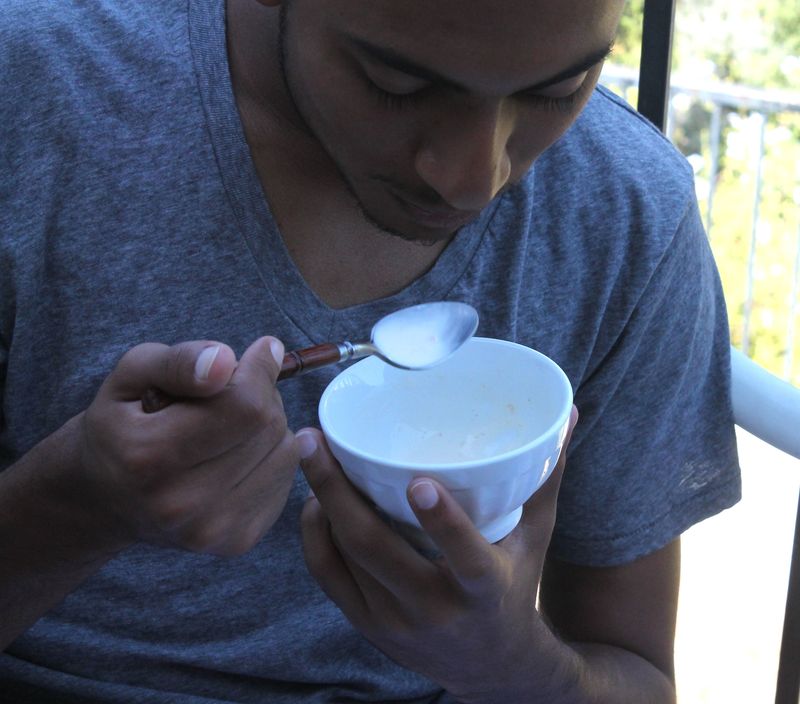 Enjoying the Last Bites of Peach Ice Cream