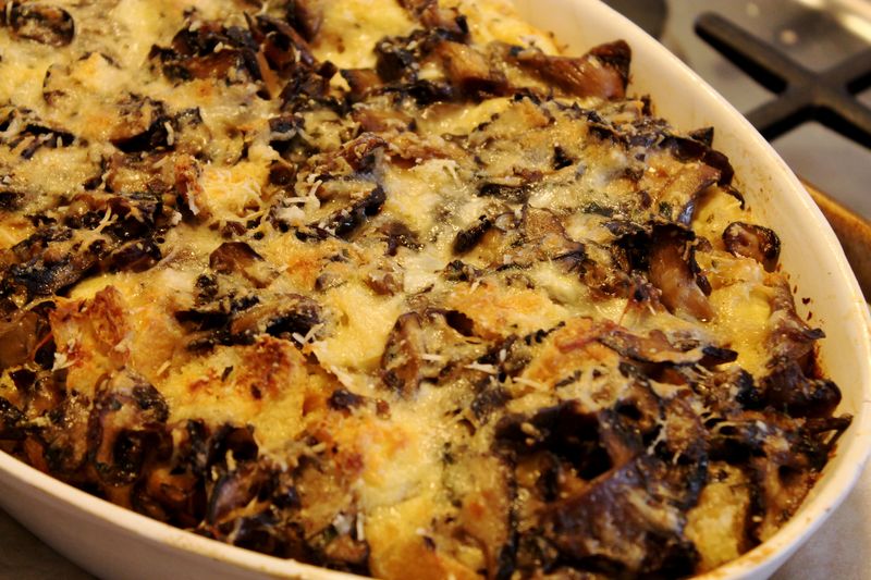 Mushroom Bread Pudding