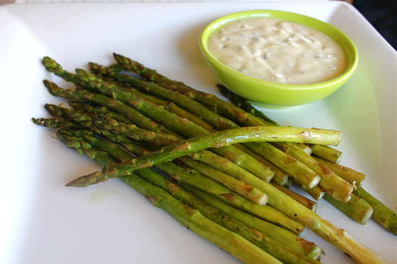 Roasted Asparagus with Lemon Caper Mayonaisse