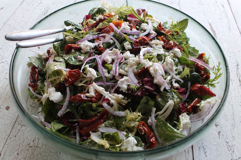 Mixed Greens with Oven Roasted Tomatoes and Goat Cheese